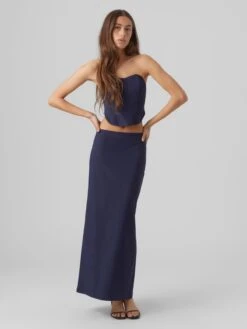 Vero Moda Jupes Longues Jupe Mathilde Femme Bleu Marine -Parfaite Jupe 08925722a559d81d908489a7070c2635