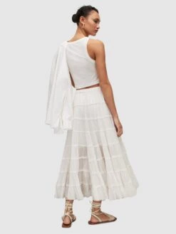 AllSaints Jupes Longues Jupe EVA Femme Blanc -Parfaite Jupe 16dce735fb3c0b45cefc0e7269a3c15f