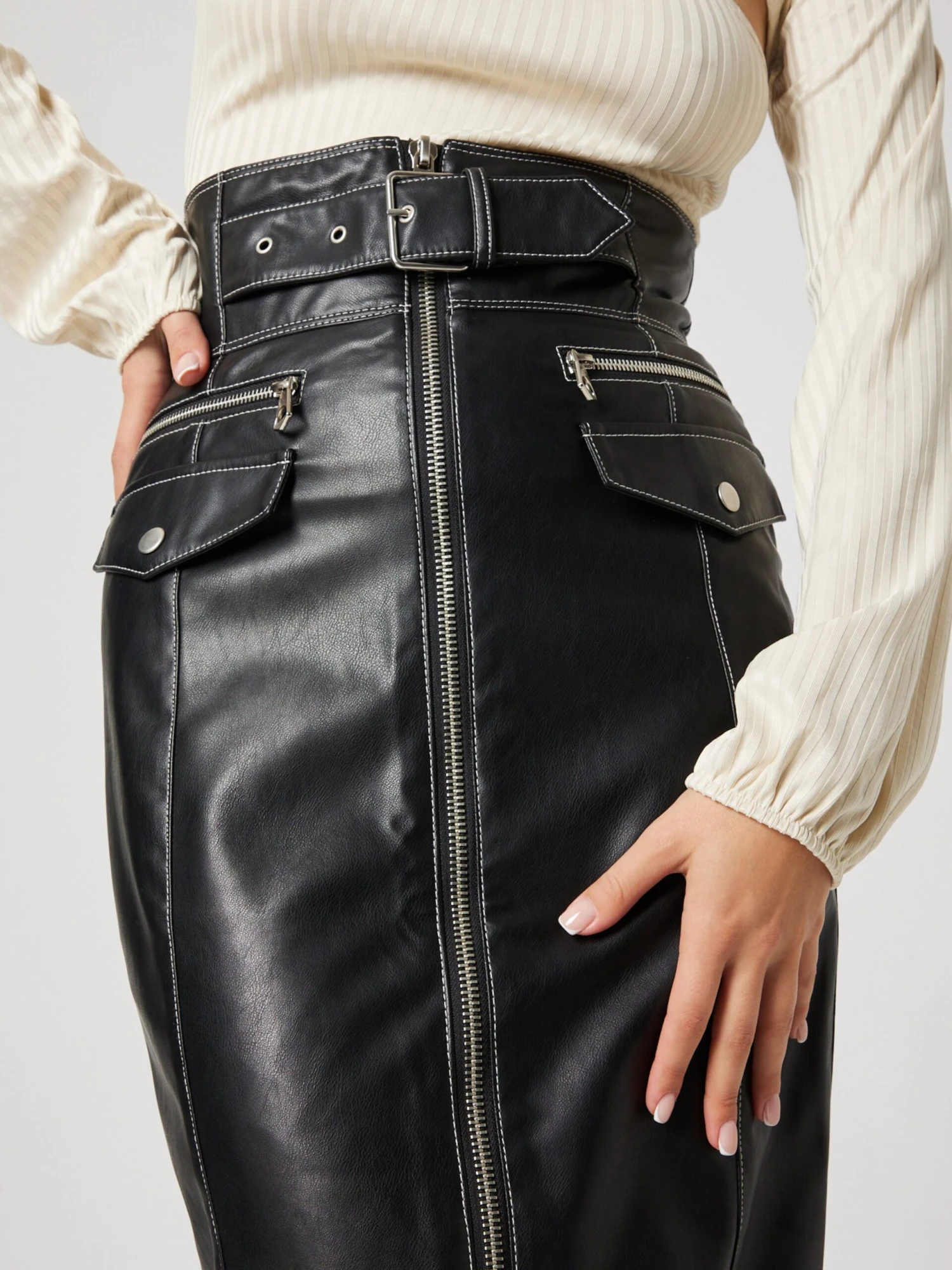 Jupes En Cuir Jupe Dita Femme Noir 4 Jupes En Cuir Jupe Dita Femme Noir – Image 2