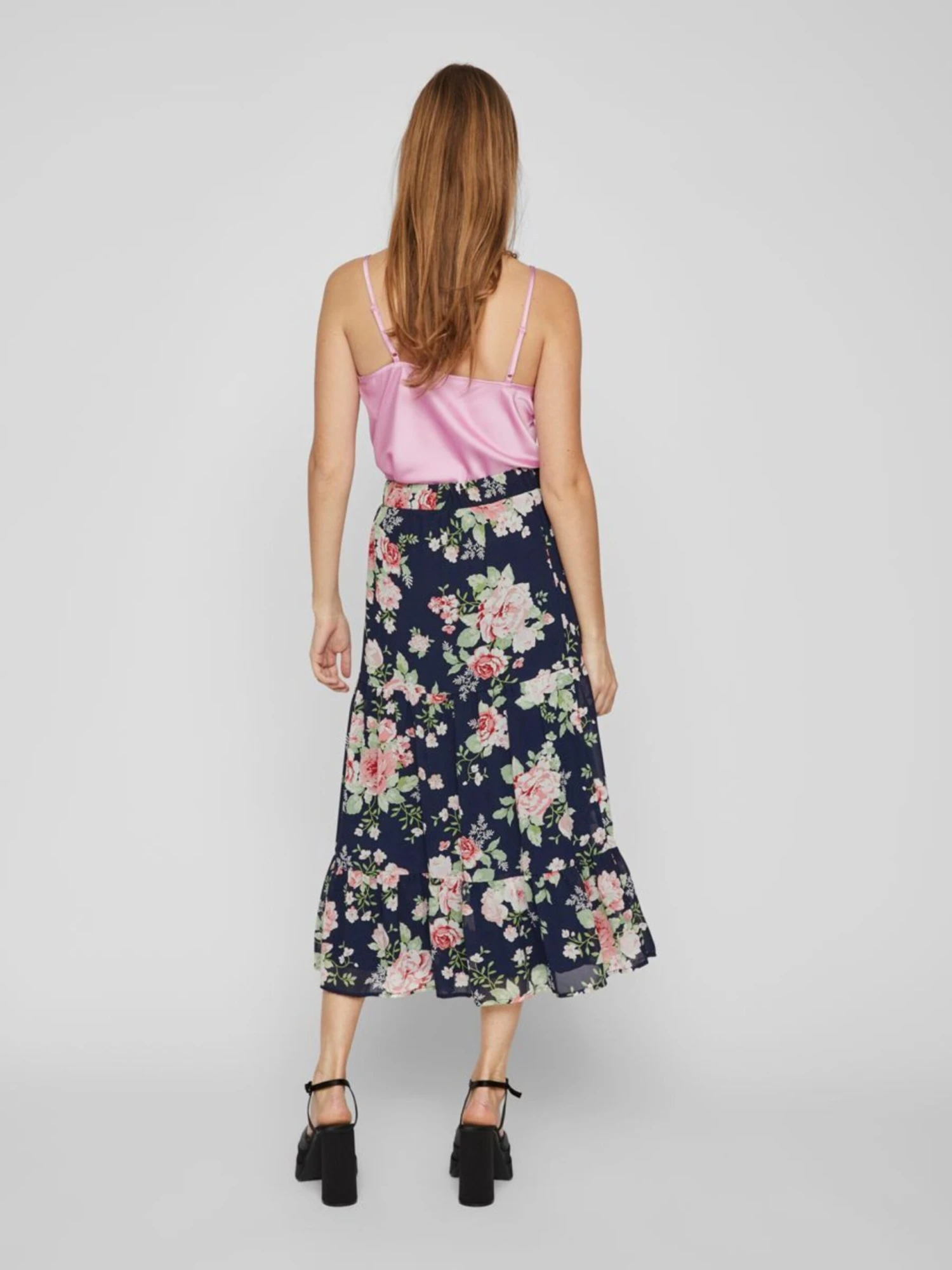 Vila Jupes Longues Jupe Femme Bleu Marine 6 Vila Jupes Longues Jupe Femme Bleu Marine – Image 4