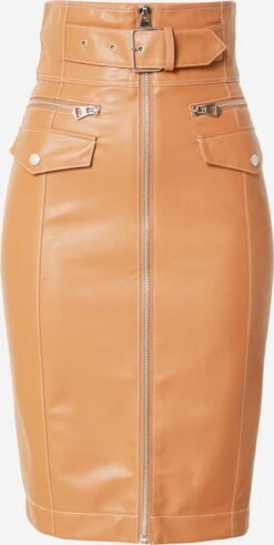 Jupes En Cuir Jupe Dita Femme Cognac