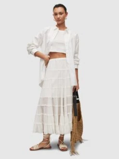 AllSaints Jupes Longues Jupe EVA Femme Blanc -Parfaite Jupe 4e4fda764692da4644a46a12300e2f5c