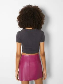 BERSHKA Jupes En Cuir Jupe Femme Violet -Parfaite Jupe 537b350b20a55437009ec5c9f389d2fd