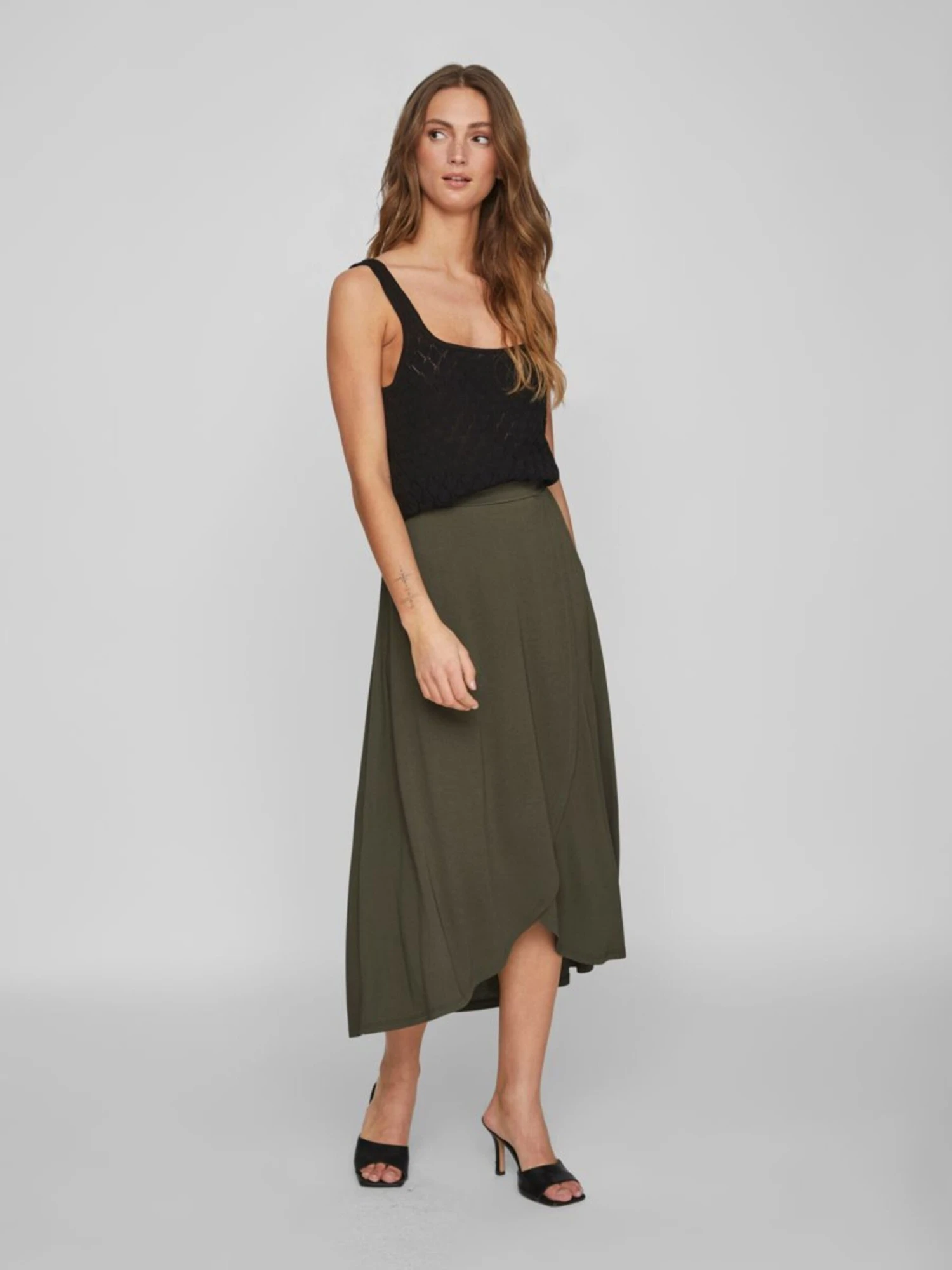 Vila Jupes Longues Jupe Femme Kaki 7 Vila Jupes Longues Jupe Femme Kaki – Image 5