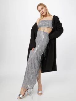 NA-KD Jupes Longues Jupe Femme Argent -Parfaite Jupe 645c7bd6fc510d086069f98bd8647418