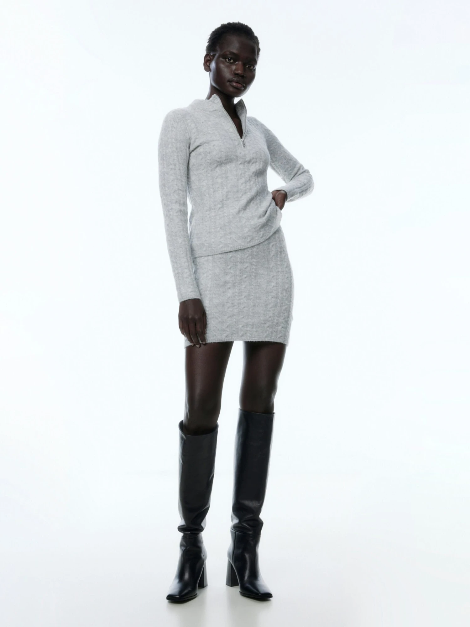 EDITED Mini-jupes Jupe Zenta Femme Gris Chiné 6 EDITED Mini-jupes Jupe Zenta Femme Gris Chiné – Image 4