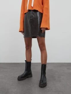 EDITED Jupes En Cuir Jupe Dafna Femme Marron -Parfaite Jupe 8894131b597ca12bd9e5e77f96a6aee7