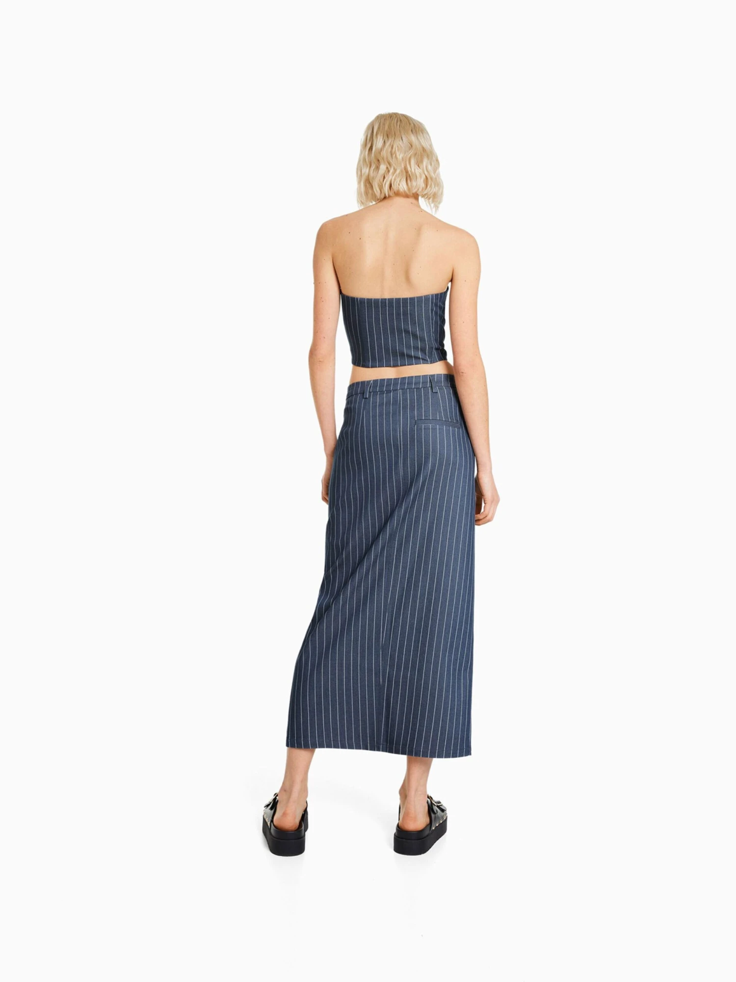 BERSHKA Jupes Longues Jupe Femme Marine 5 BERSHKA Jupes Longues Jupe Femme Marine – Image 3