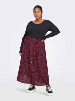 ONLY CARMAKOMA Jupes Longues Jupe Femme Rouge -Parfaite Jupe 9e8ea2ff6d6e962334edbd7649c1bf38