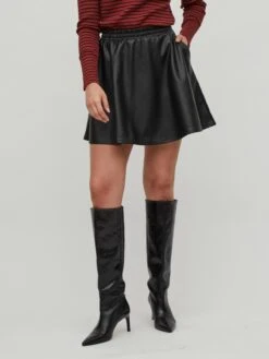 Vila Jupes En Cuir Jupe Dagmar Femme Noir -Parfaite Jupe 9f9ffd77f5142467ccef6f759f1c1f7d