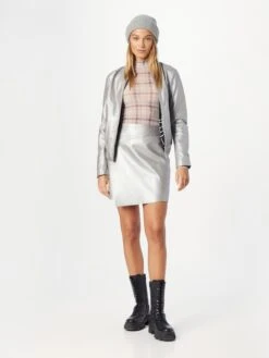 Maze Jupes En Cuir Jupe Femme Argent -Parfaite Jupe aeef15142bc62a2fe4465f01cd577dcd