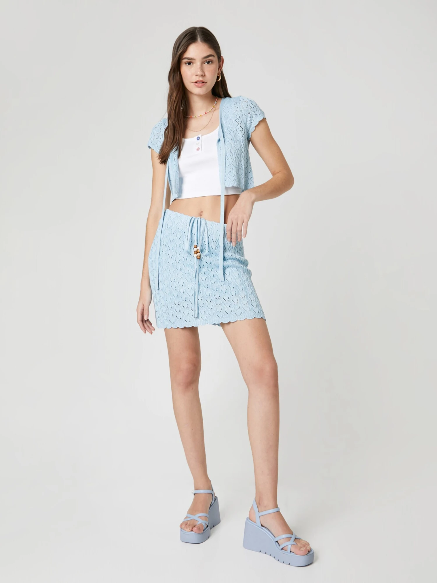 Mini-jupes Jupe French Braid Femme Bleu Clair 7 Mini-jupes Jupe French Braid Femme Bleu Clair – Image 5