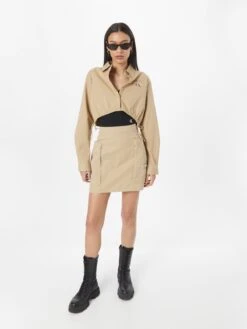 Calvin Klein Jeans Mini-jupes Jupe Femme Beige / Beige Foncé -Parfaite Jupe c0269ad226b986d3c1160acbbdc09a4c