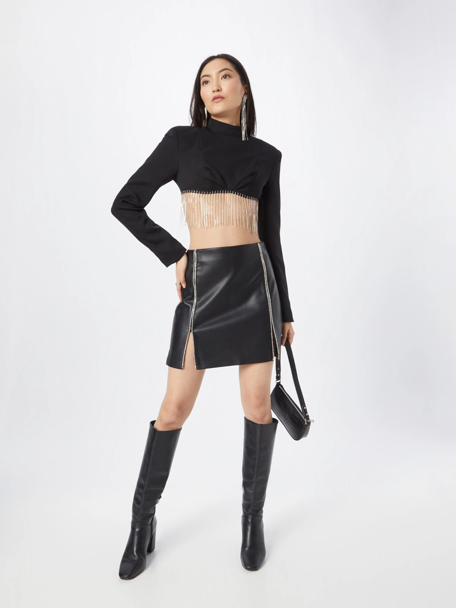 RIVER ISLAND Mini-jupes Jupe DIAMANTE Femme Noir 7 RIVER ISLAND Mini-jupes Jupe DIAMANTE Femme Noir – Image 5