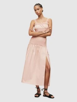 AllSaints Jupes Longues Jupe ALEX Femme Poudre -Parfaite Jupe ceda8b4e1a9179e906516cc09eba44e3