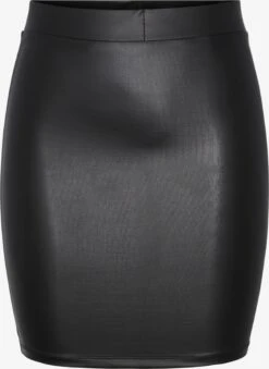 Pieces Jupes En Cuir Jupe New Shiny Femme Noir