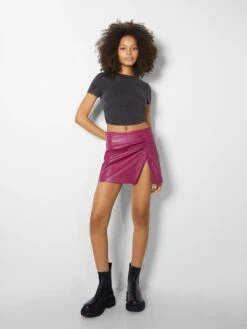 BERSHKA Jupes En Cuir Jupe Femme Violet -Parfaite Jupe fdb7f603f659d995c5c9a356bf1e9c26